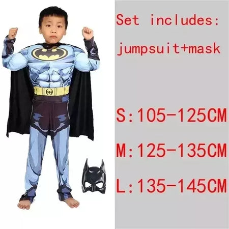 Super-herói homem aranha capitão américa homem de ferro thor hulk batman cosplay traje muscular bodysuit macacão para crianças festa de halloween