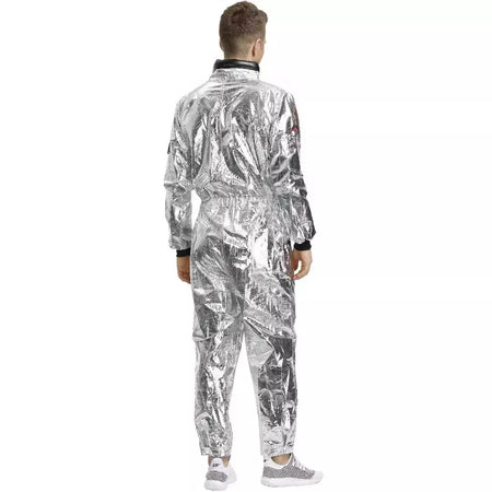 Halloween natal prata spaceman masculino feminino espaço terno adulto crianças astronauta traje festa de família vestir-se presente aniversário
