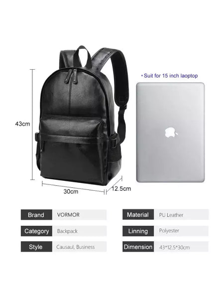 Mochila Escolar de Couro Impermeável para Homens, Bolsa de Viagem, Laptop, Livro Casual de Alta Qualidade, Marca Moda