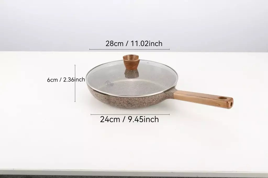 Donnor frigideira de granito 20/24/28cm, frigideira de pedra médica, frigideira de omelete saudável, não tóxica com alça resistente ao calor