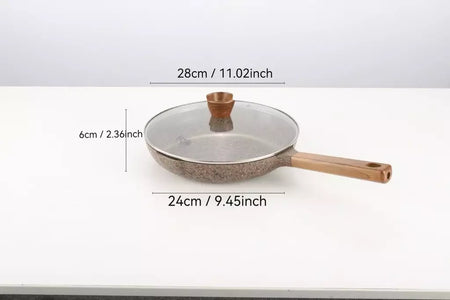 Donnor frigideira de granito 20/24/28cm, frigideira de pedra médica, frigideira de omelete saudável, não tóxica com alça resistente ao calor