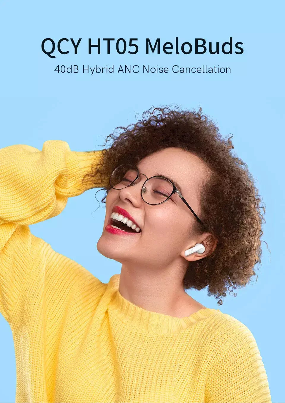 QCY HT05 ANC fone de ouvido sem fio 40dB cancelamento de ruído Bluetooth 5.2 fone de ouvido 6 microfone ENC HD chamada TWS fones de ouvido modo de transparência