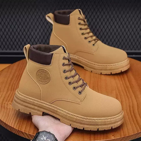 Botas masculinas de camurça de alta qualidade, botas quentes de inverno, sapatos de trabalho ao ar livre, botas de caminhada, novo, 2022