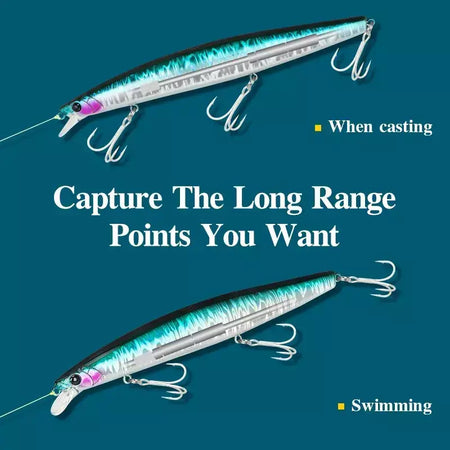 TSURIKNOYA-STINGER 163S-Ultra Long Casting Saltwater Sinking Minnow, Iscas de Pesca, Iscas Artificiais Duras para Robalo, 163mm, 34.2g