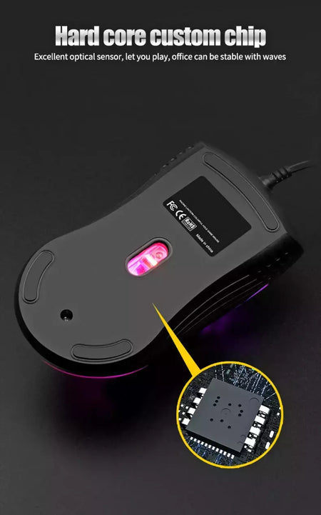 Cabo com fio jogos 7 respiração led luz traseira do mouse óptico usb computador escavado para fora ratos computador portátil desktop 4d pc uso doméstico escritório