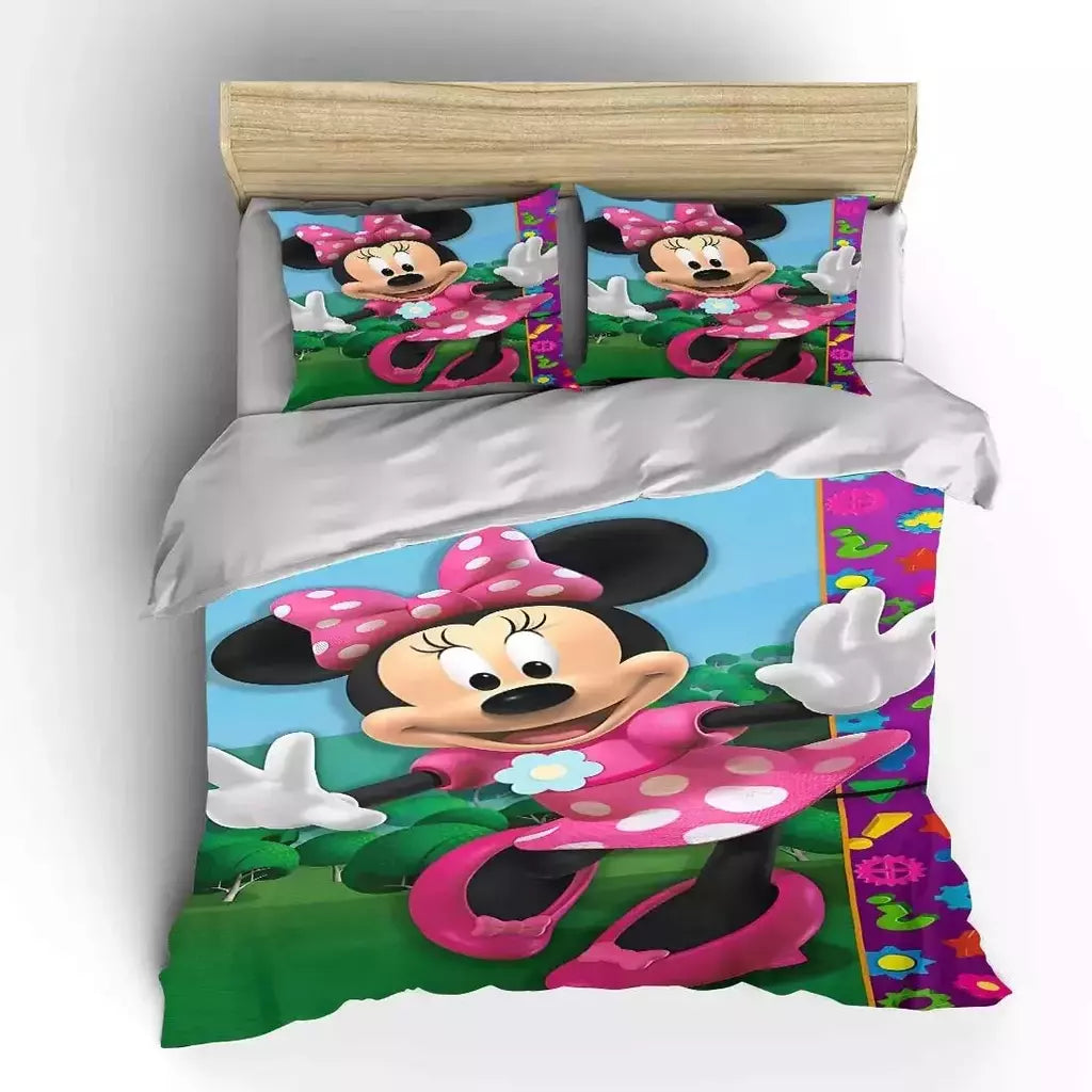 Mickey e Minnie Conjunto de cama para crianças, Fluffy Cartoon Comforter Cover, US Twin Bedclothes, Queen Size, macio, bebê, 3pcs