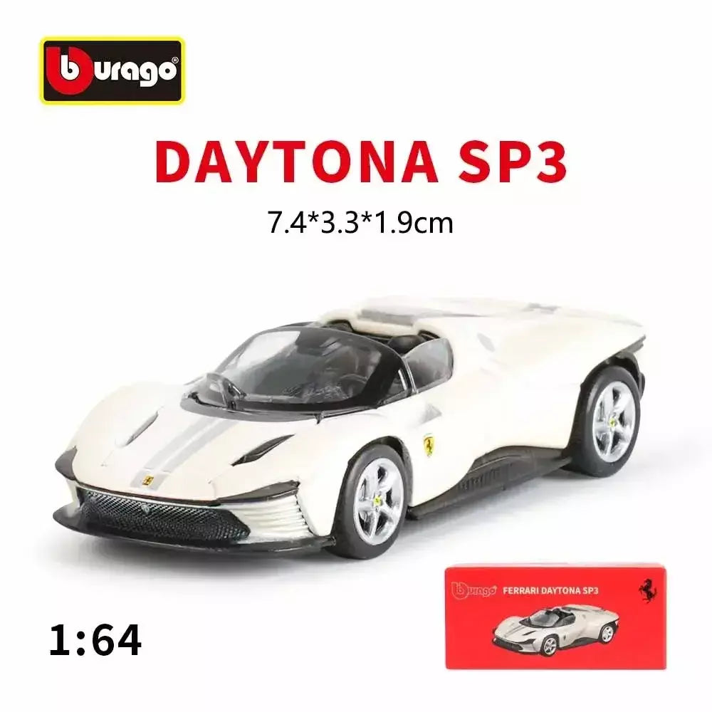 Coleção Ferrari Bburago 1:64 - modelos fundidos em liga LaFerrari 458 Enzo SF90, mini carros de simulação, conjunto de presente para adultos e crianças