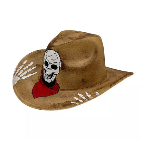 Chapéu de festa de Halloween, desempenho de máscaras coloridas pintadas à mão, adereço de festival fantasma, chapéu de cowboy de Natal
