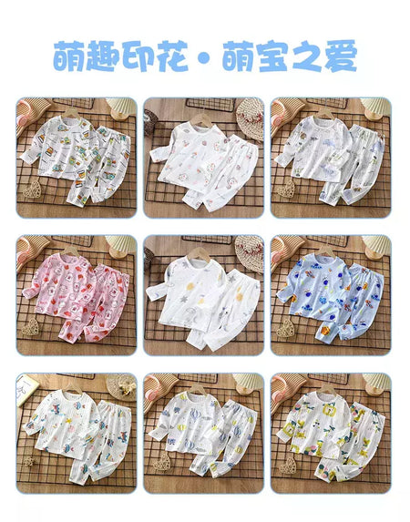 Conjunto de pijamas de manga comprida infantil, Seção fina, Roupa de bebê, Roupa doméstica, Meninos, Meninas, Crianças, Verão, Novo, 2022