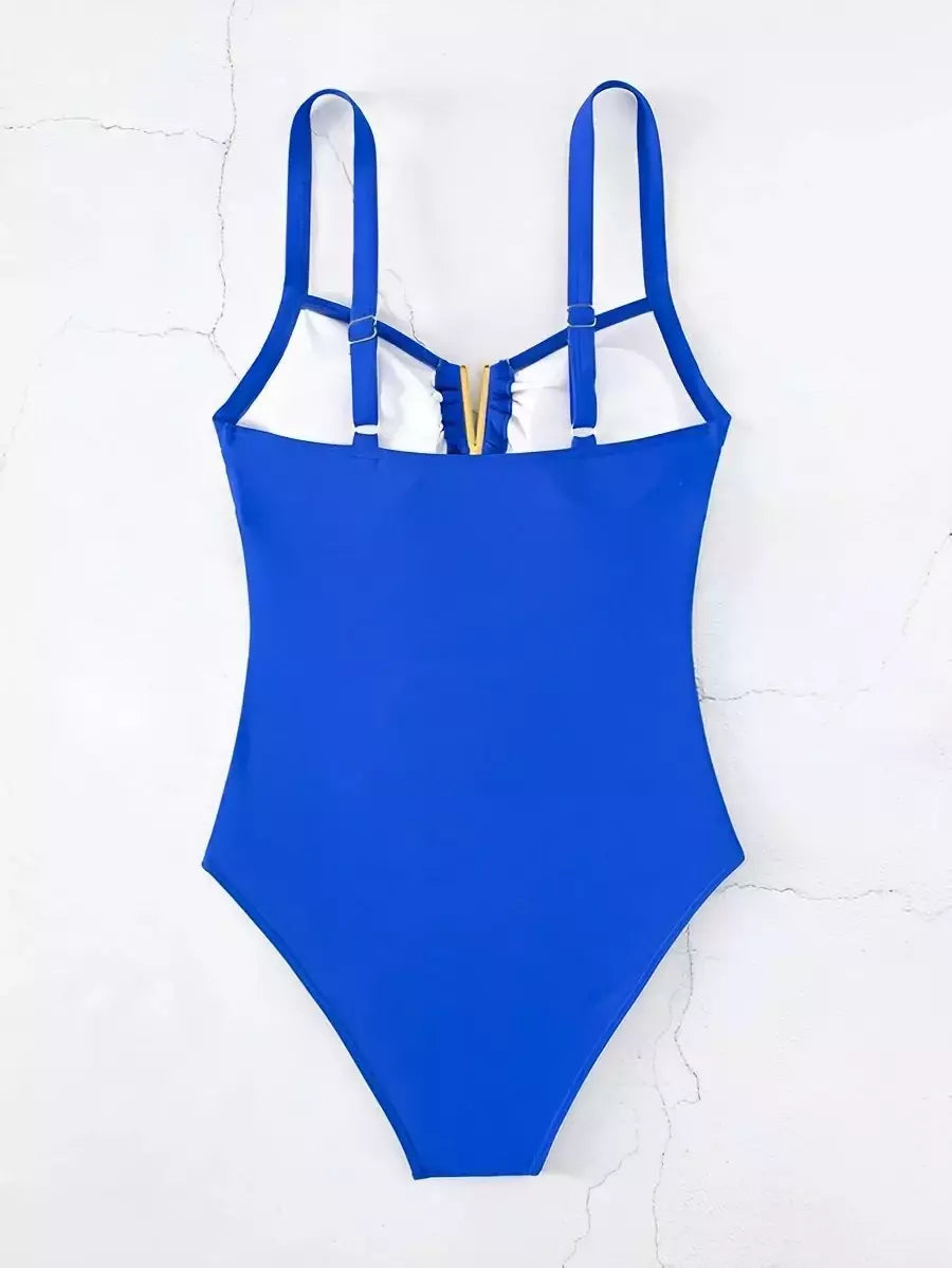 Maiô frente Ruched feminino, One Piece Swimwear, Fato de banho sexy, Roupa de praia feminina, Banho de natação, Monokini, Cortar fora, 2021