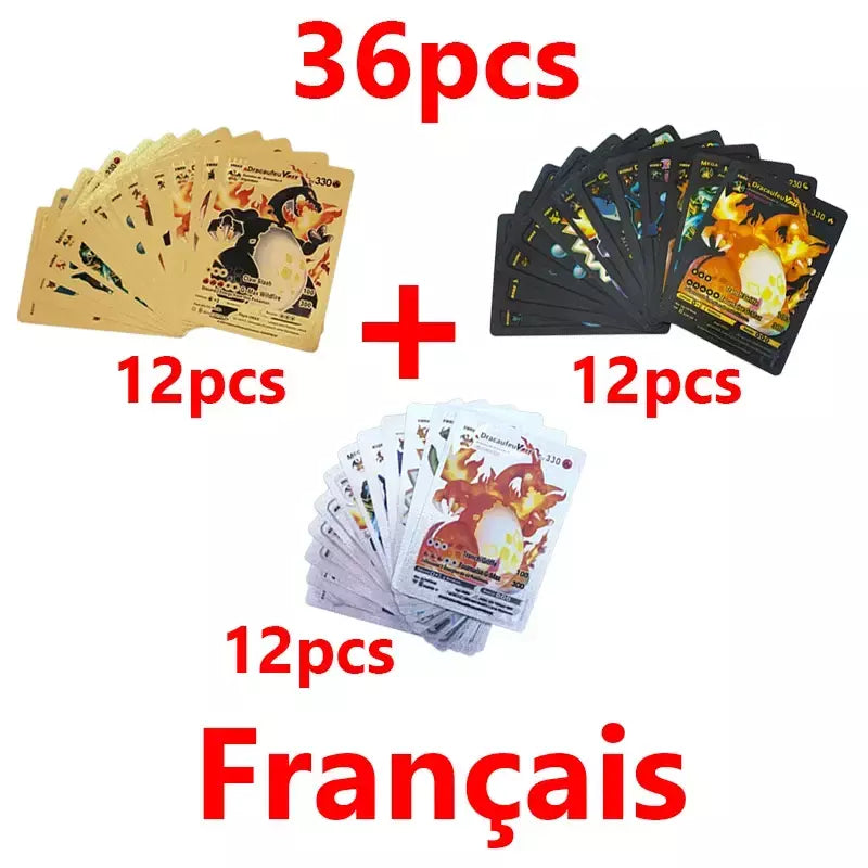 Pokemon arco-íris cartões ouro prata vmax gx cartão coleção batalha trainer cartão espanhol inglês francês criança brinquedos presentes de natal