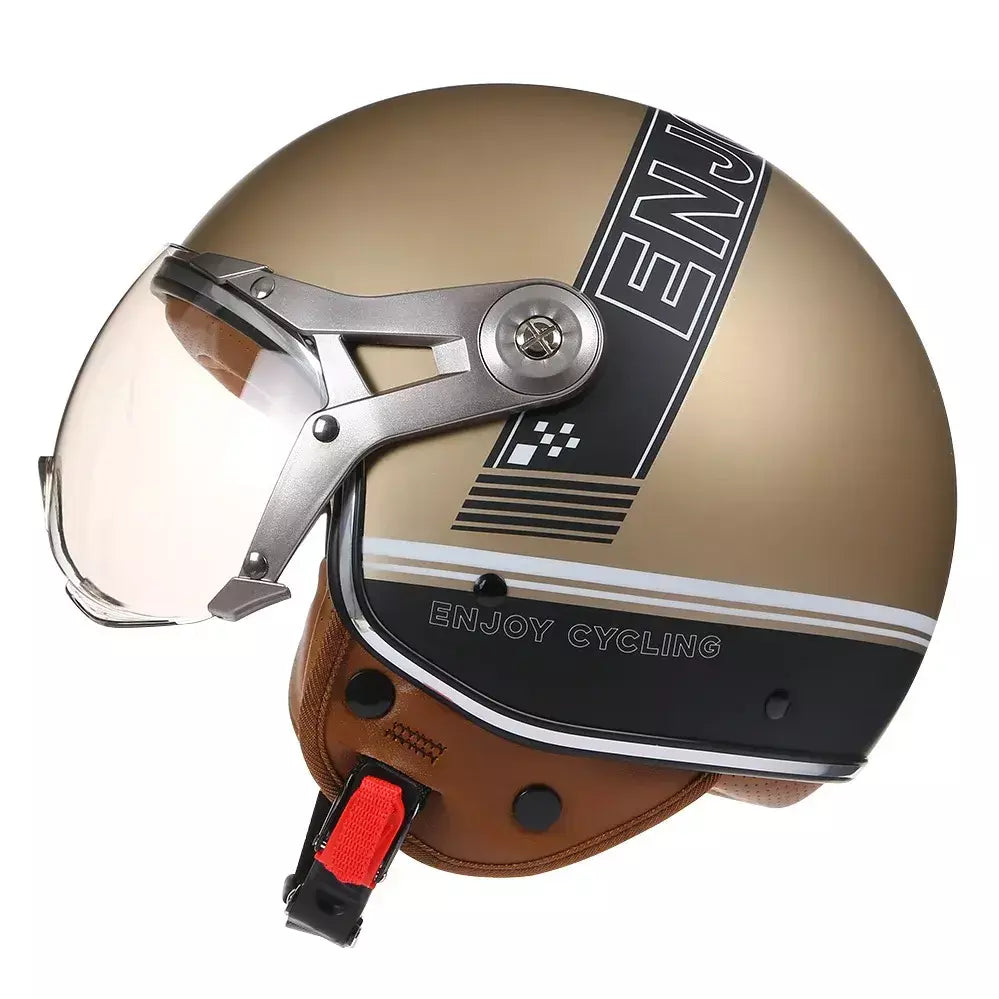 Vintage tt & cocascos capacete da motocicleta jet com viseira moto equitação 3/4 aberto meio capacete retro scooter capacete moto