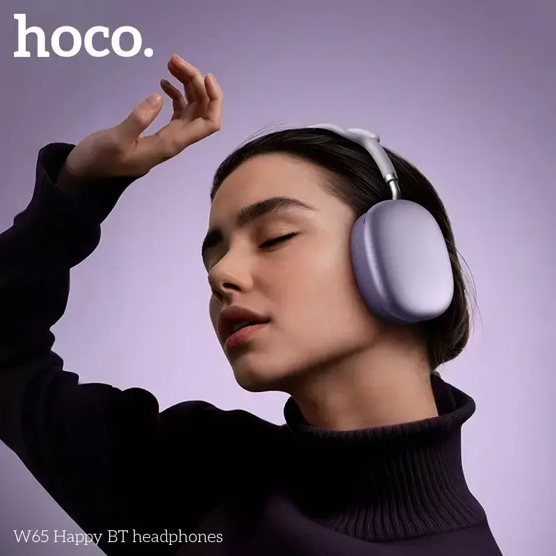 Hoco w65 novo bluetooth 5.4 fone de ouvido sobre a orelha grandes fones alta fidelidade áudio música esporte jogos para iphone android com microfone