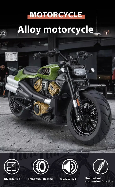 Simulação 1/12 davidson SPORTSTER-S motocicleta de liga off-road, ornamentos de modelo para crianças brinquedos para meninos presentes de feriado