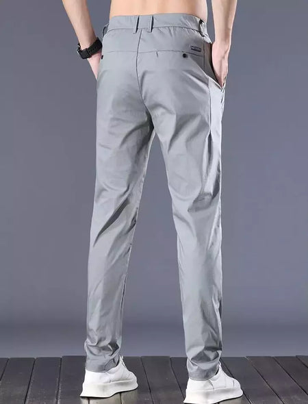 Calça reta masculina de alfaiataria social, calça masculina de algodão, para cima fina e casual, calça empresarial chinesa, clássica, para cima, verão