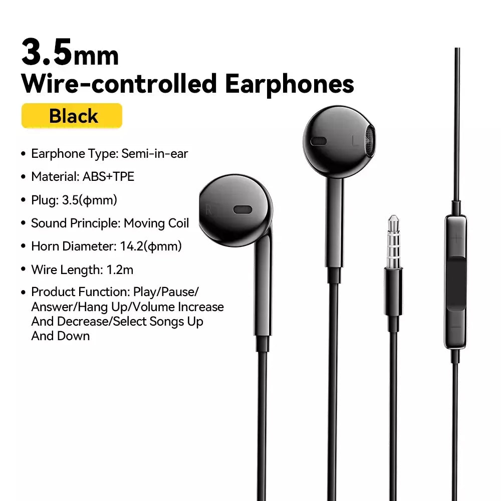 Essager 3.5mm fones de ouvido com fio no ouvido fones de ouvido com fio com microfone estéreo esportes controle em linha para telefones