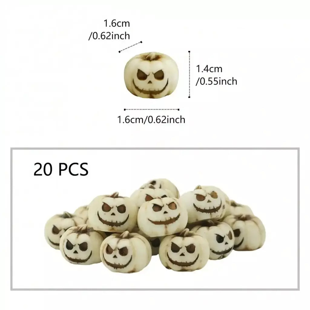 20 pçs resina decorações de abóbora de halloween-mini abóboras reutilizáveis assustadoras criativas e interessantes ornamentos de jardim