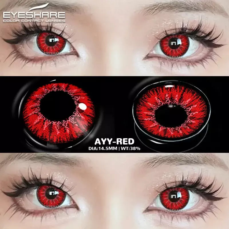 Eyeshare lentes de contato coloridas para olhos, 1 par de lentes coloridas de anime cosplay, lentes loucas de halloween, lentes de contato, maquiagem de beleza