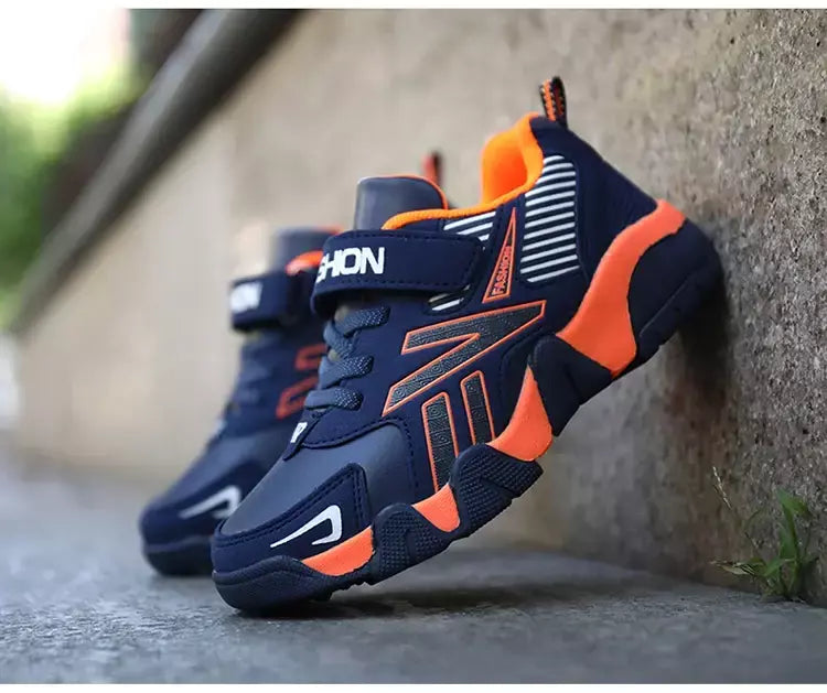 Quatro estações de couro crianças sapatos antiderrapantes ao ar livre tênis caminhada casual meninos esporte tênis tamanho 28-39