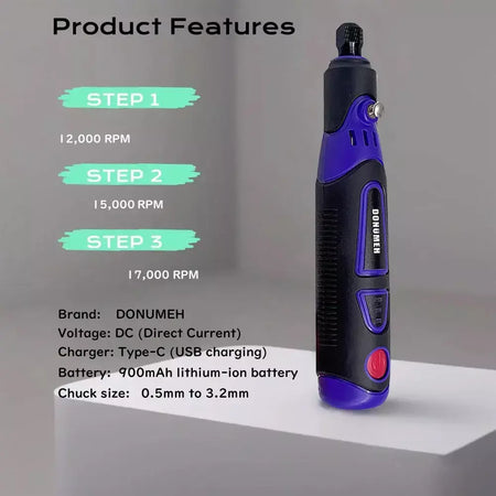 Mini furadeira elétrica multifuncional, moedor de 3 velocidades, ferramenta elétrica usb com caneta de gravação e conjunto de acessórios, ferramenta rotativa diy para casa