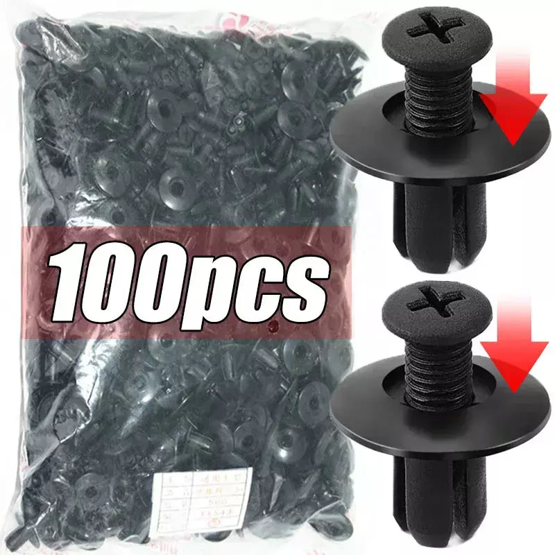 300/50 pçs 8mm fixadores de plástico parafusos universal pára-choques do carro rebites pretos fixador do carro push pin clipes acessórios automóveis