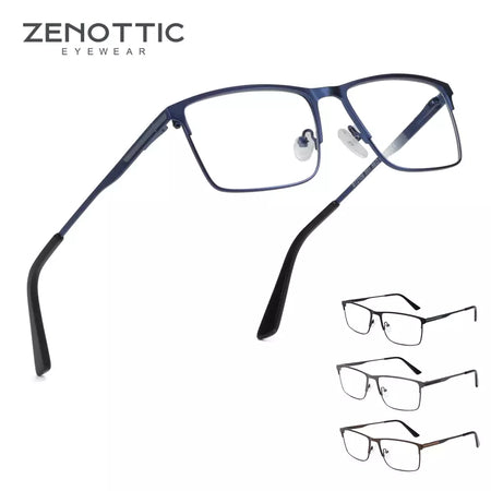 ZENOTTIC 2024 Liga dos homens Titanium Ótico Eyeglass Frame Moda Homens Quadrados Óculos Ultra Light Metal Clássico Sobre o balcão Óculos BT2108