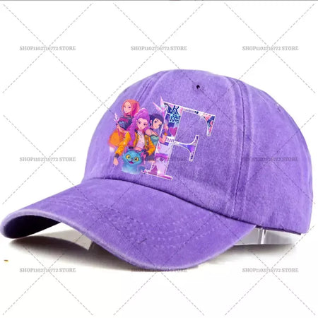 Kpop demônio caçador chapéu carta A-Z boné de beisebol para mulheres verão ajustável chapéu de sol anime bonito retro sunbonnet adulto chapelaria presente