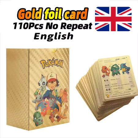 Novo 27-110 pçs cartas pokemon cartões francês inglês espanhol alemão folha de ouro silve cartões charizard vmax gx jogo coleção cartão