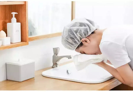 Touca de banho impermeável para mulheres e homens, tampa de cabelo seco, banho, anti-óleo, fumaça, cuidados com os cabelos, casa, 5pcs