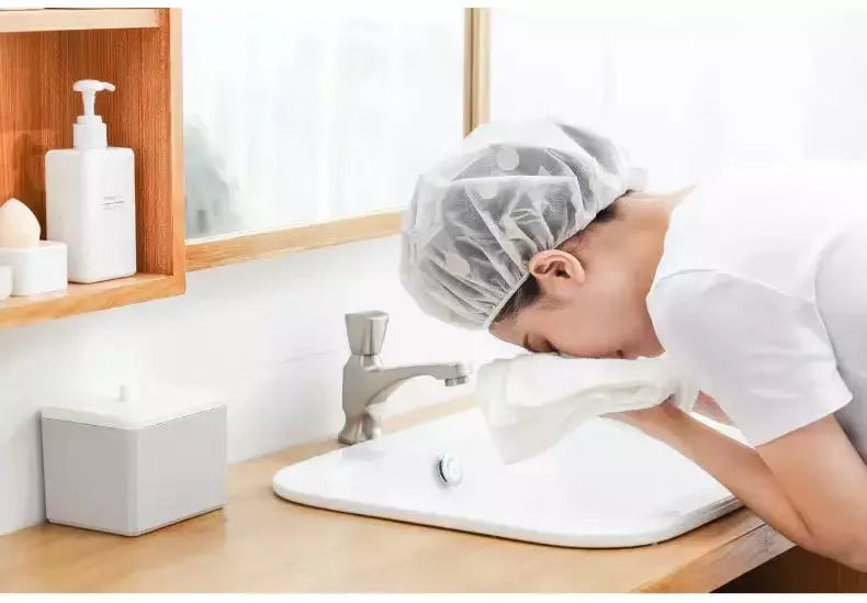 Touca de banho impermeável para mulheres e homens, tampa de cabelo seco, banho, anti-óleo, fumaça, cuidados com os cabelos, casa, 5pcs