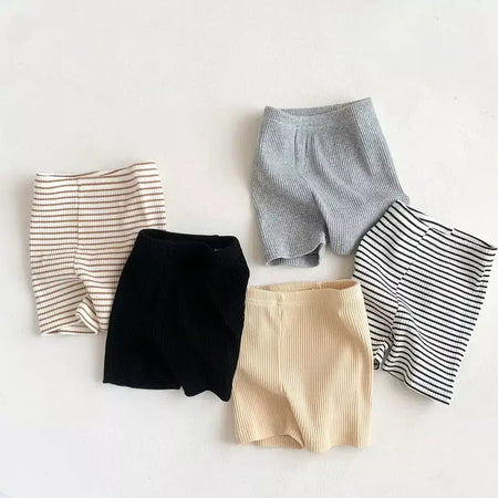 2025 verão calças do bebê calças com nervuras elásticas listradas calças das crianças casuais roupas infantis da criança meninos roupas da menina