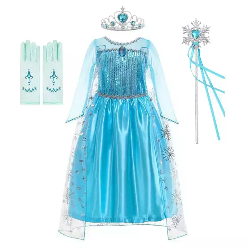 Elsa anna vestidos de princesa meninas malha lantejoulas vestido crianças cosplay neve rainha trajes halloween carnaval festa aniversário vestidos