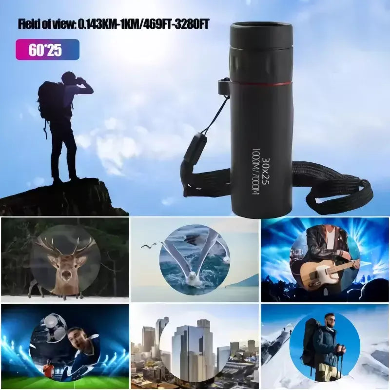 Telescópio monocular hd 2000x25, mini telescópio portátil para celular com suporte para acampamento ao ar livre, caça, observação de pássaros