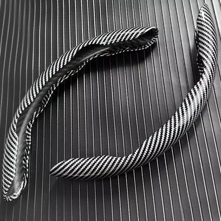 2 pçs laser de fibra de carbono silicone capa de volante do carro 1k micro fibra couro pvc roda impulsionador capa antiderrapante universal