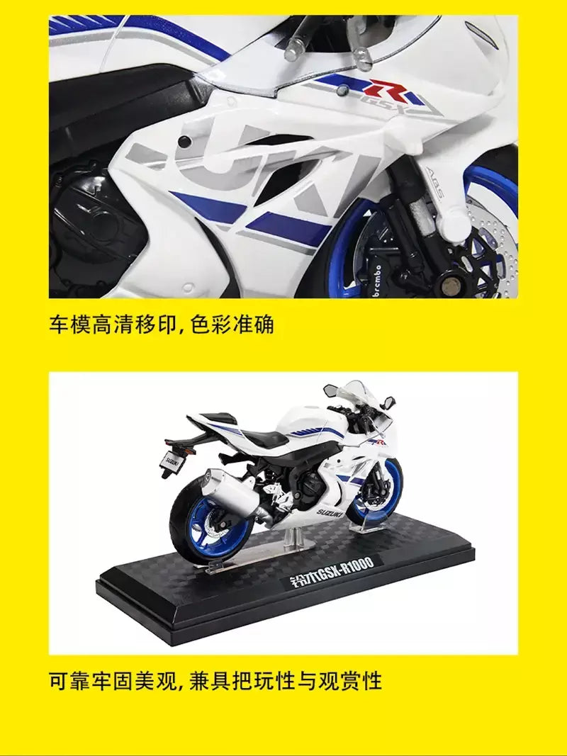 Cca 1:12 suzuki GSX-R1000 liga motocross licenciado modelo de motocicleta brinquedo carro coleção presente produção estática fundição