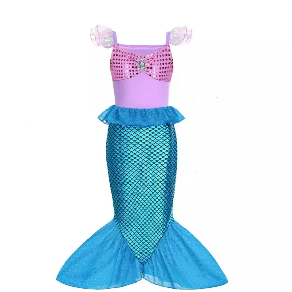 Sereia vestido de festa de aniversário verão menina sereia traje carnaval anime cosplay outfits 2-10 anos crianças fantasia disfarce vestido de baile