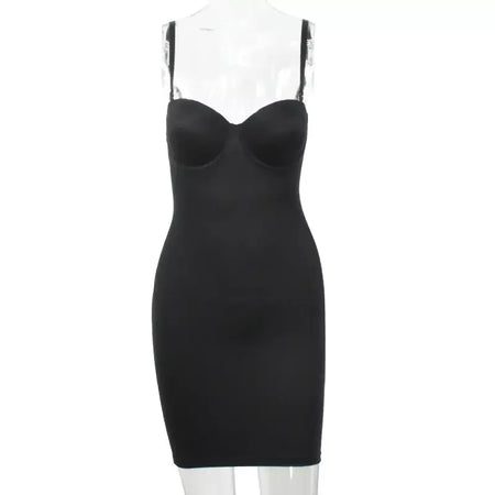 Wechery mulher roupas tubo de estiramento emagrecimento corpo shapewear controle deslizamento coxa comprimento roupa interior branco festa à noite vestidos midi