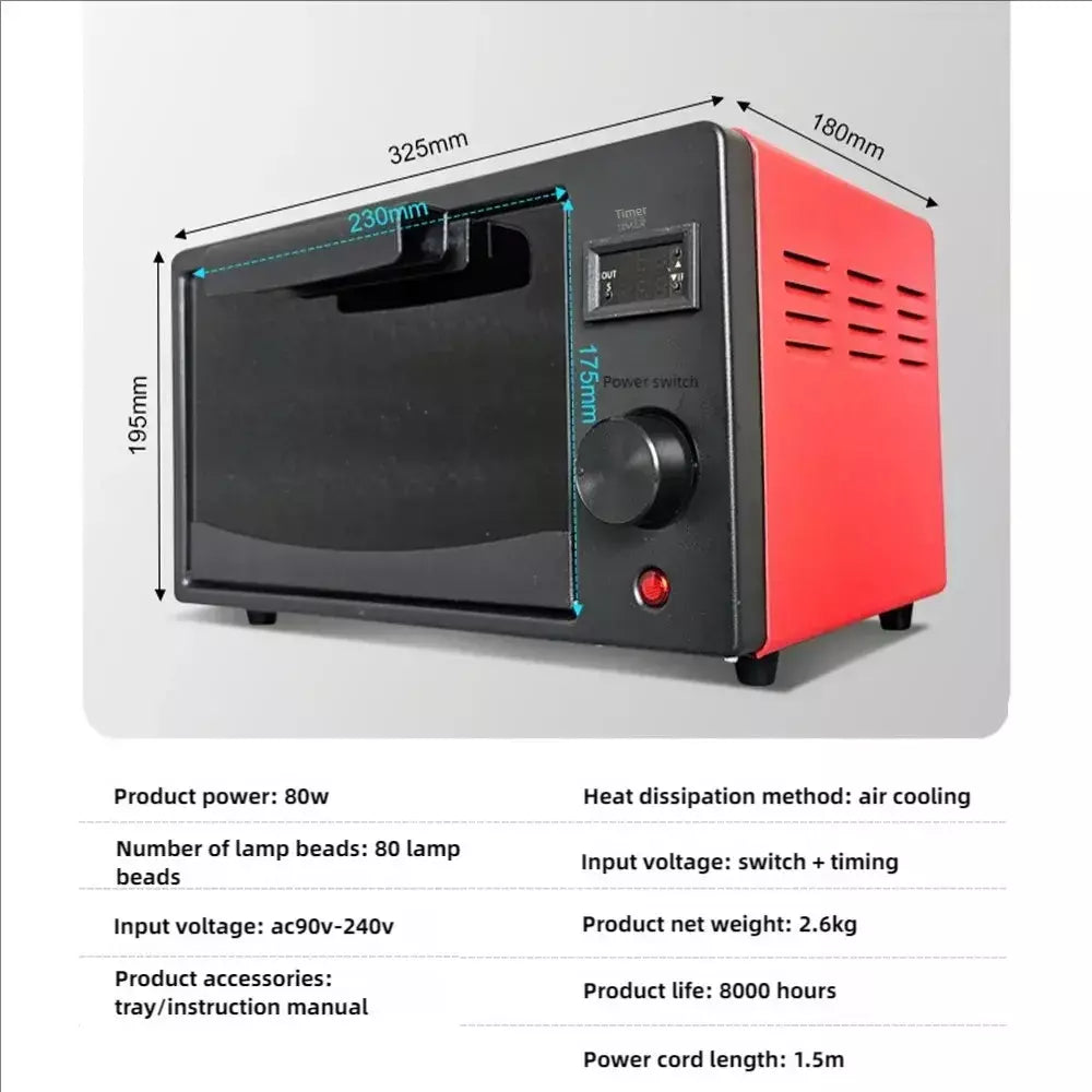 Caixa de cura uv forno de lâmpada ultravioleta 365nm 395nm 405nm led uv forno para resina uv tela flexível rápida manutenção do telefone móvel