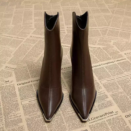 2024 inverno salto alto sexy mulheres sapatos de luxo chunky tornozelo chelsea botas moda novo dedo do pé apontado zíper goth bombas sapatos marca