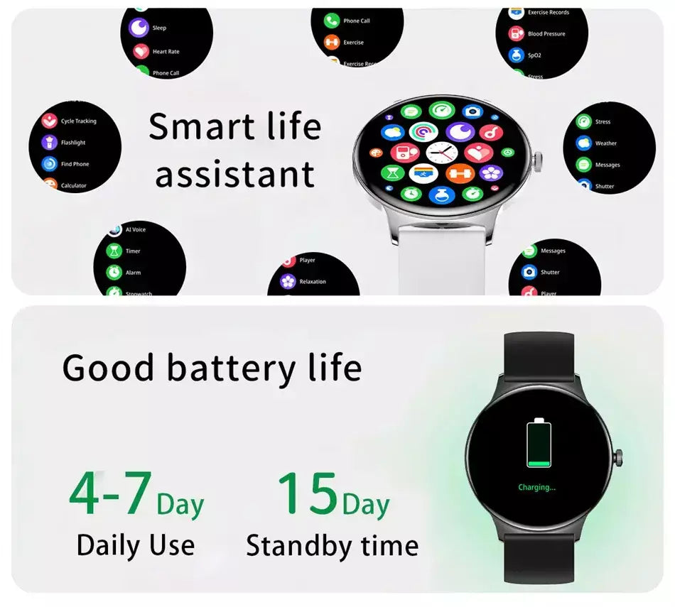 Para huawei novo ultra fino amoled relógio inteligente tela feminina sempre exibir tempo freqüência cardíaca bt chamando high-end moda smartwatch