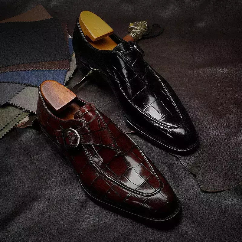 Sapatos de casamento masculino com fivela de couro mocassins da moda, sapato de vestido, biqueira quadrada, formal, elegante, de boa qualidade, casual