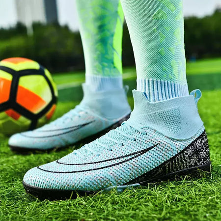 Botas de futebol masculinas longas, grama artificial, tênis de futsal, esportes ao ar livre, crianças, tênis de futebol para meninos, original, sociedade