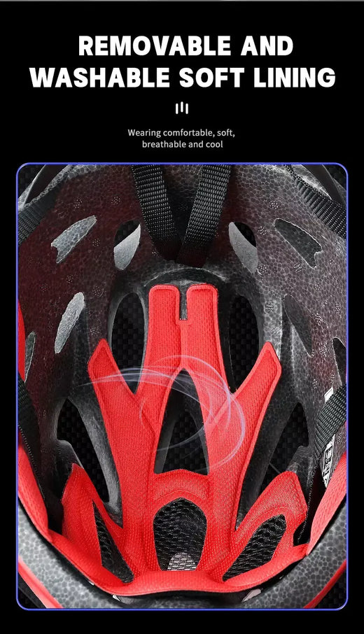 X-TIGER-Capacete adulto de bicicleta com luz traseira LED, capacetes de bicicleta respiráveis, modo duplo, óculos, ciclismo, leve, ajuste, 58-62cm