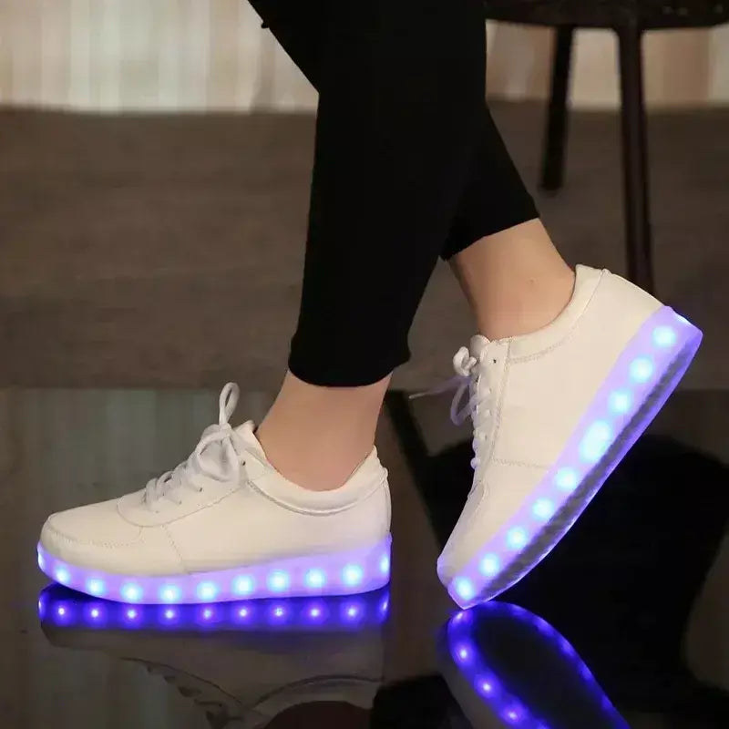 Maogu 2024 adulto unissex das mulheres dos homens criança tênis luminosos brilhante carga usb meninos led colorido light-up sapatos meninas calçados