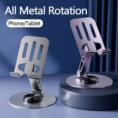Todo o metal de alumínio rotação 360 suporte do telefone móvel suporte universal dobrável eixo duplo design estável anti queda