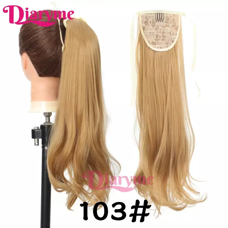Extensões sintéticas longas do cabelo do rabo de cavalo para mulheres, preto, marrom, reistan do calor, rabo de pônei, cabelo falso, grampo no hairpiece