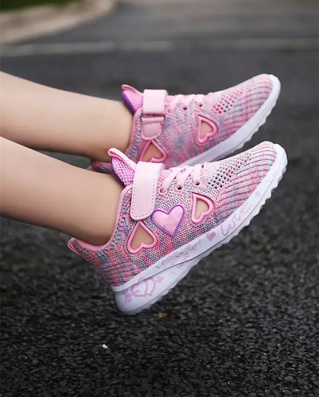 Meninas sapatos casuais luz malha tênis crianças verão primavera outono tenis bonito esporte dos desenhos animados feminino correndo meia calçado