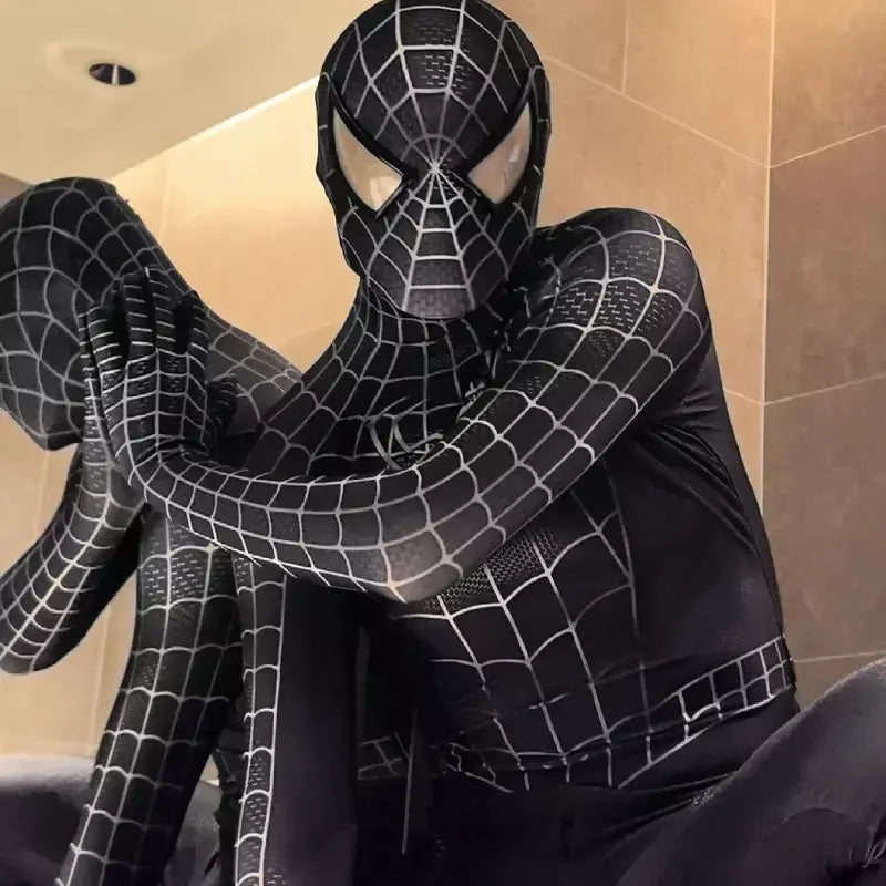 Anime super-herói toby preto veneno homem aranha cosplay macacão apertado halloween cosplay traje de aranha preta