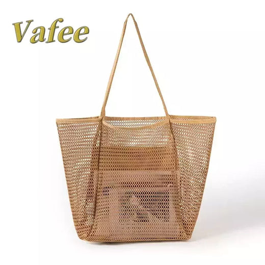 Malha sacola para as mulheres, bolsa de ombro, dobrável, casual, para praia, férias, hobo, max 23l