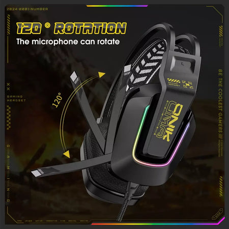 ONIKUMA X13 Gaming Headset com microfone RGB luzes sobre a orelha fone de ouvido com fio para PC laptop jogos e música